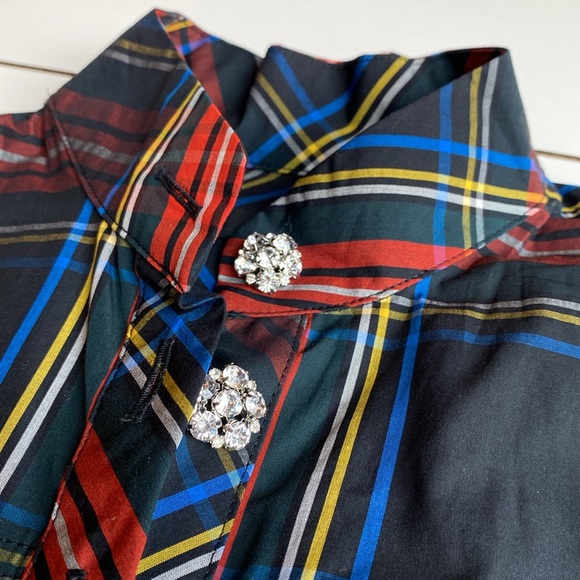 JCrew 🎄embellished tartan popover top - Picture 2 of 10